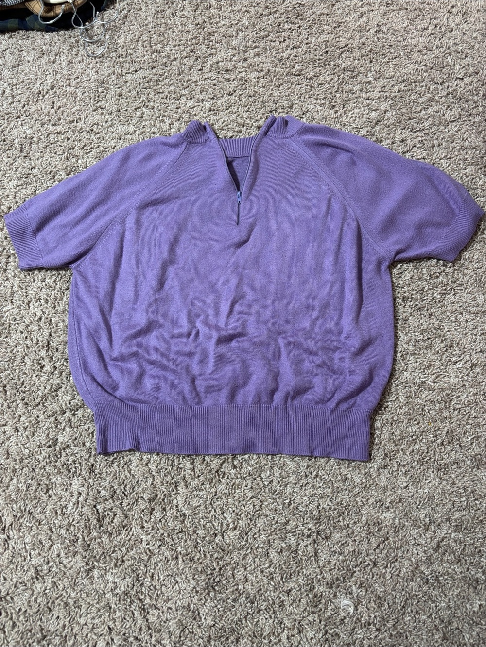 Lilac Short-Sleeve Knit Pullover Top